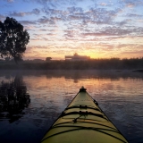 Picture contains a photograph of sunrise at the Condamine River in Warwick